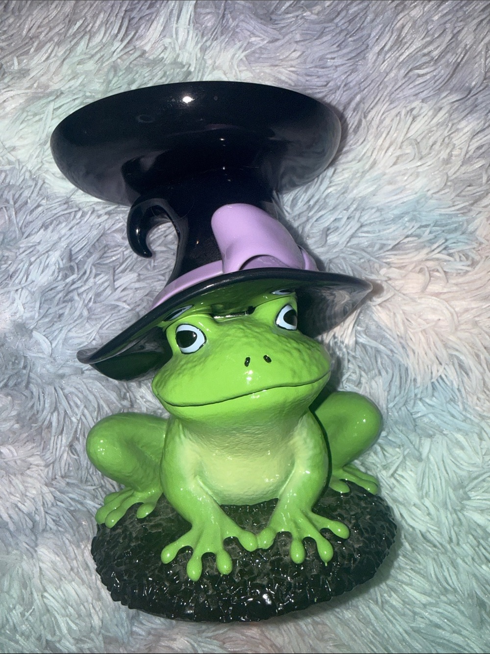 Bath & Body Works candle holder Green Frog Purple Witch Hat Summerween Halloween